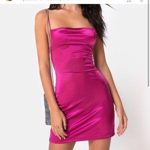 NWT Motel Kozue magenta satin lace back mini dress💖 STUNT